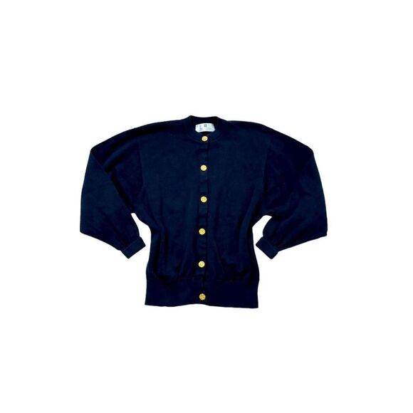 Ballantyne Pants - Ballantyne Vintage Navy Blue Gold Button Front Cotton Cardigan Sweater Size 42